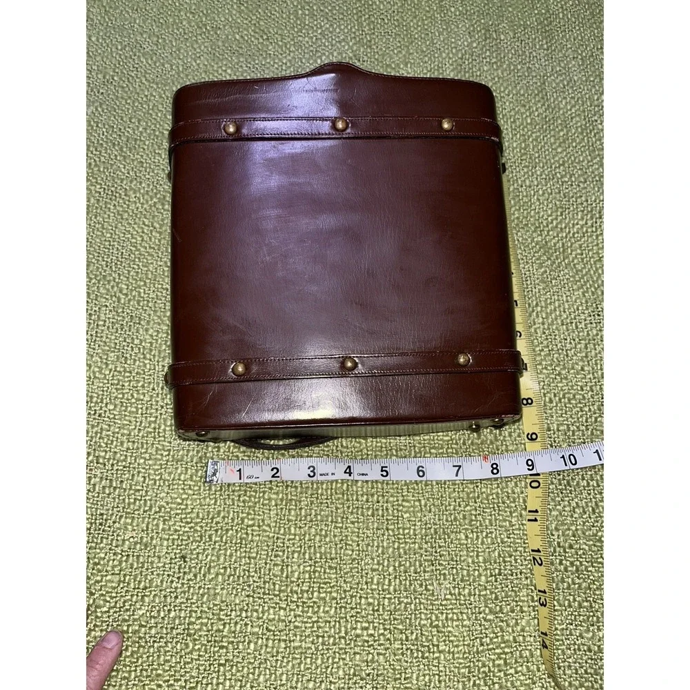 Vintage 60s‎ Leather Purse By Jana , Brass Detail , Mirror